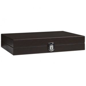 Exclusive backgammon set "Baptiste" made of leather, brown, small